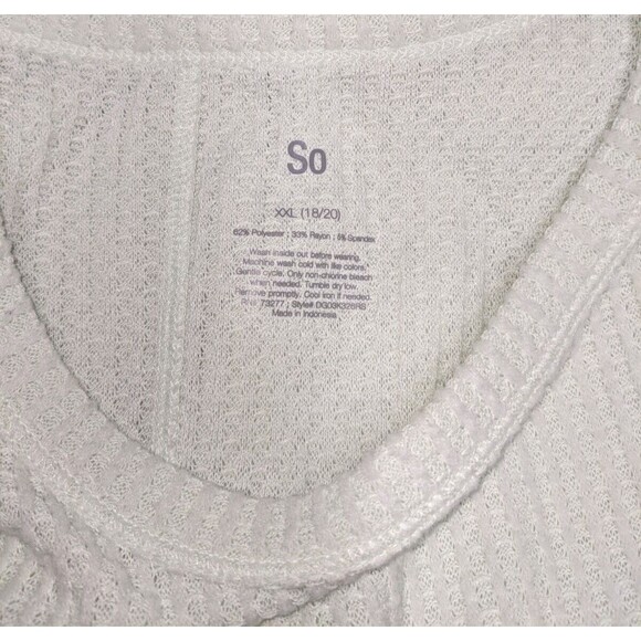 So Shirt 18/20 Junior's Green Knot Tie Hem Long Sleeve Waffle Knit - Picture 5 of 5